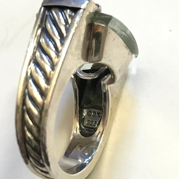 David Yurman Wheaton 925 Sterling Silver Ring Womens 6 Pave Diamonds Prasiolite - Picture 12 of 15